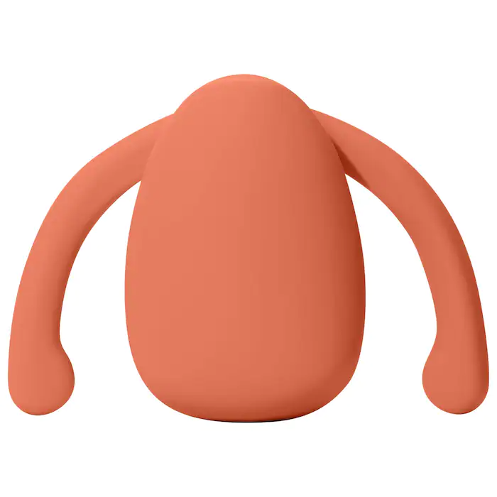 Orange egg-shaped vibrator with two curved arms.