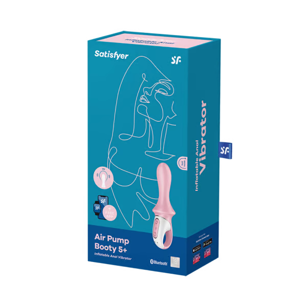 Satisfyer Air Pump Booty 5 inflatable anal vibrator in pink and white.