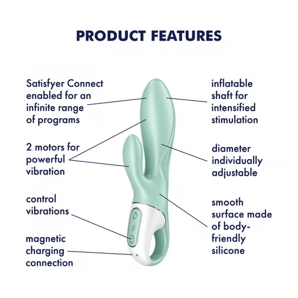 Satisfyer Air Pump Bunny 5 vibrator with inflatable shaft and dual motors.