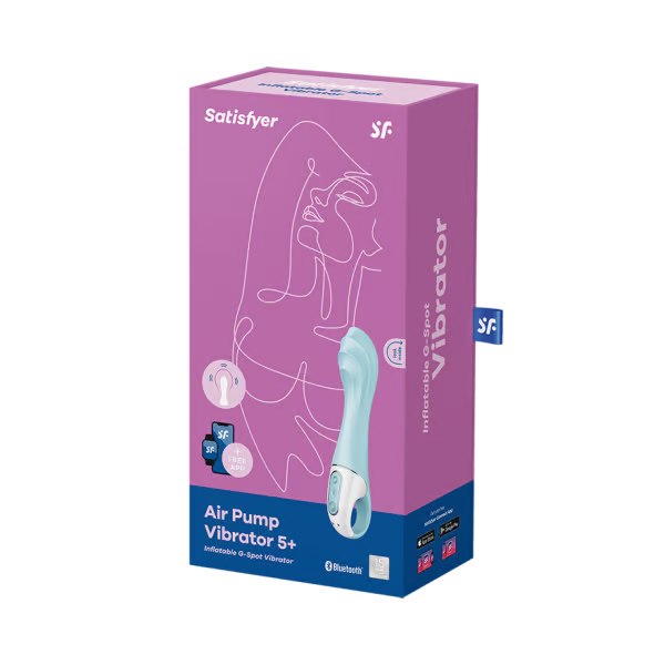 Satisfyer Air Pump Vibrator 5+ inflatable G-spot vibrator in turquoise.