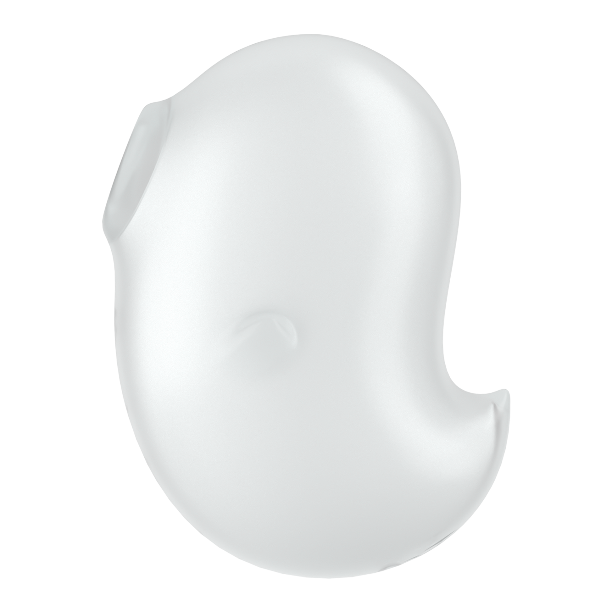 White silicone ghost-shaped vibrator with a smooth, rounded head and a tapered tail.
