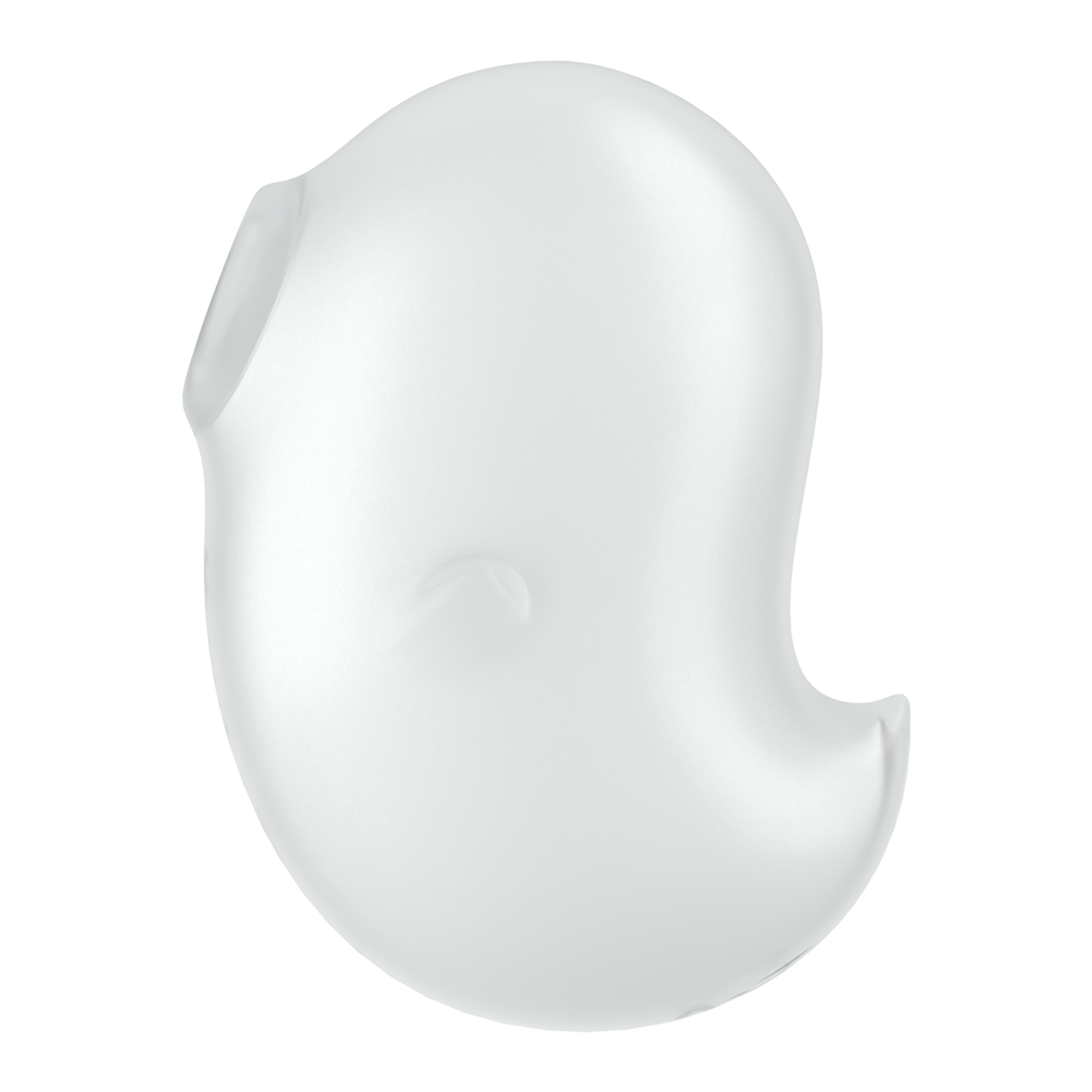 White silicone ghost-shaped vibrator with a smooth, rounded head and a tapered tail.