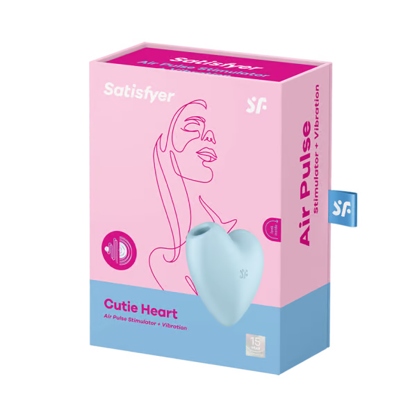 Satisfyer Cutie Heart air pulse stimulator and vibrator in light blue.