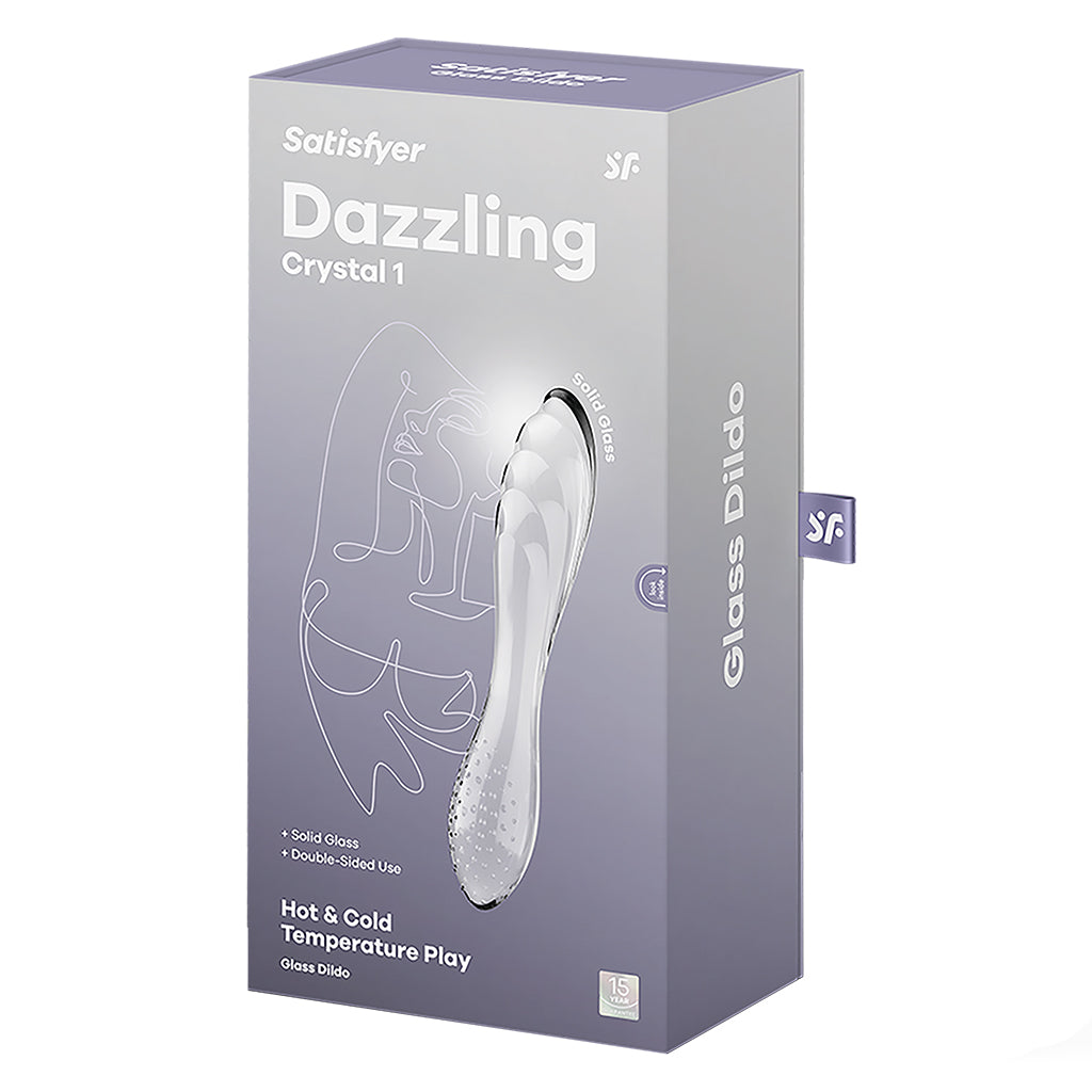 Satisfyer Dazzling Crystal glass dildo with temperature play features.
