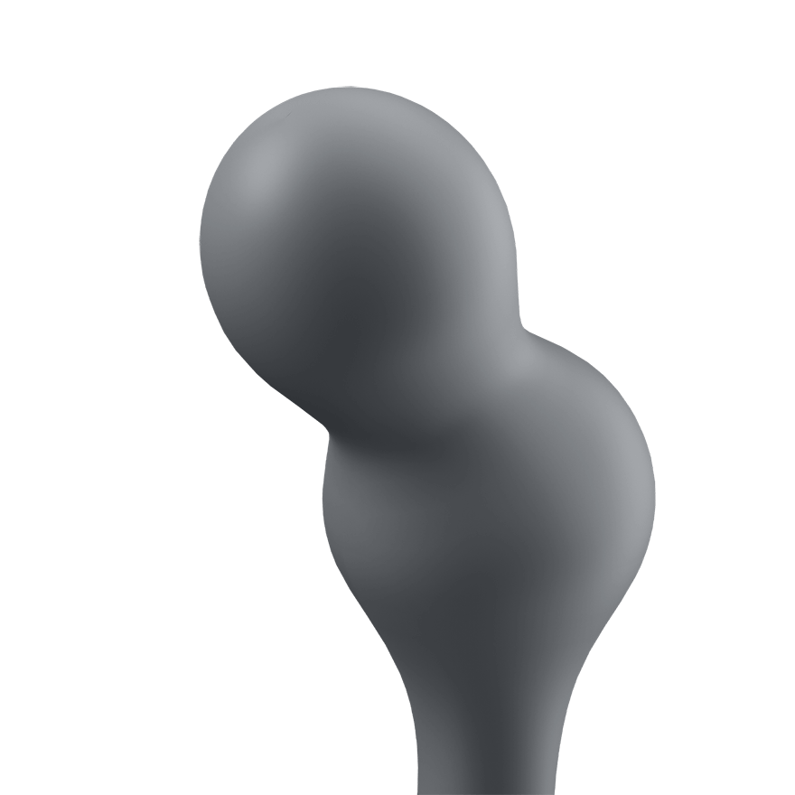 Grey app-controlled waterproof anal vibrator with a spherical design.