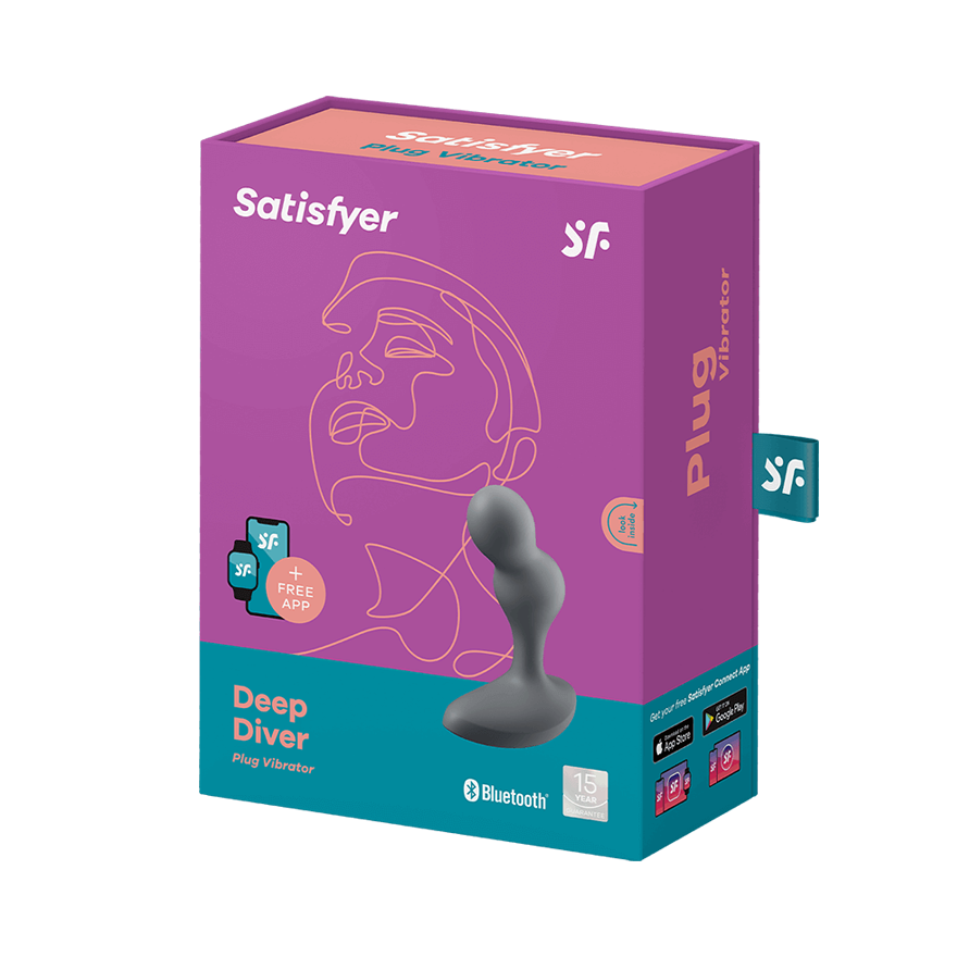 Grey app-controlled waterproof anal vibrator with a sensual design.