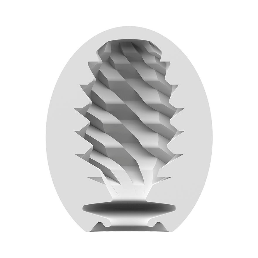 Satisfyer Fierce masturbator egg with textured interior.