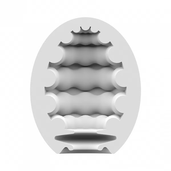 Satisfyer Riffle masturbator egg with ribbed interior texture.