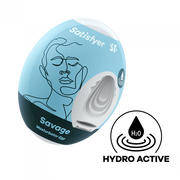 Satisfyer Savage Masturbator Egg with a blue face design.