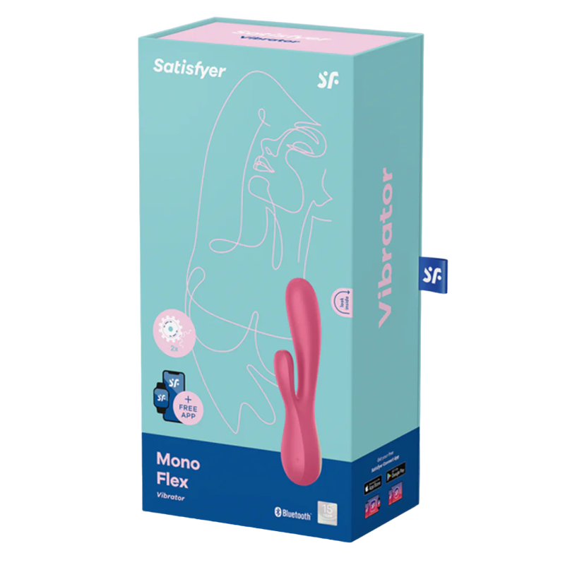 Satisfyer Mono Flex app-controlled rabbit vibrator in red.