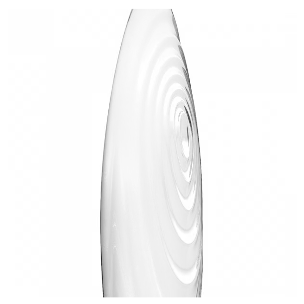 Clear glass anal plug with concentric rings.