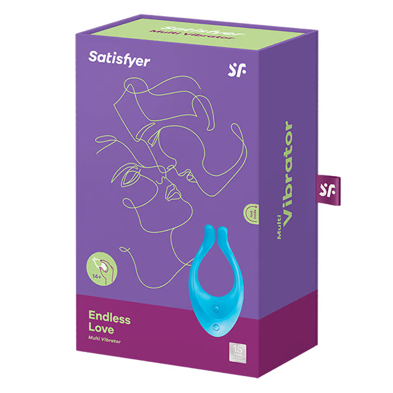 Satisfyer Endless Love multi vibrator packaging with a blue vibrator.