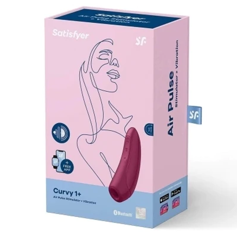 Satisfyer Curvy 1+ clitoral air pulse vibrator in rose red.