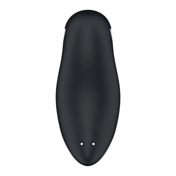 Black dual air pulse clitoral vibrator made of silicone.