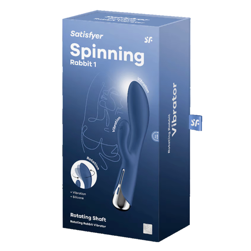 Satisfyer Spinning Rabbit 1 rotating rabbit vibrator in blue.