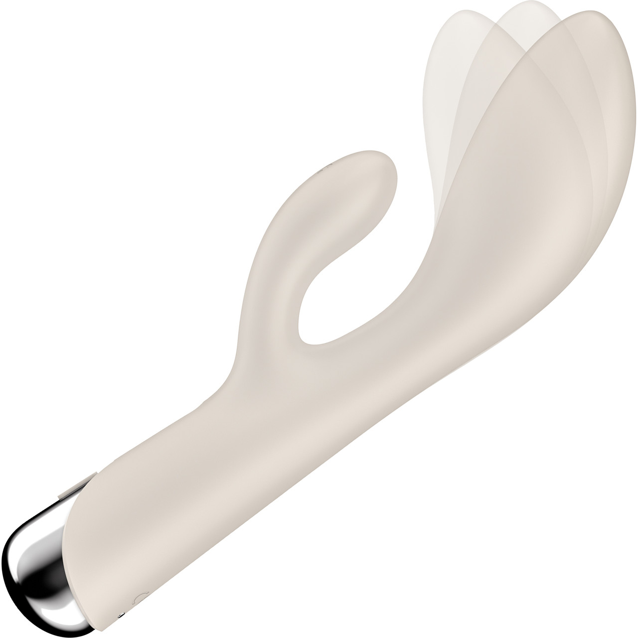 Beige rotating G-spot vibrator with a clitoral stimulator.