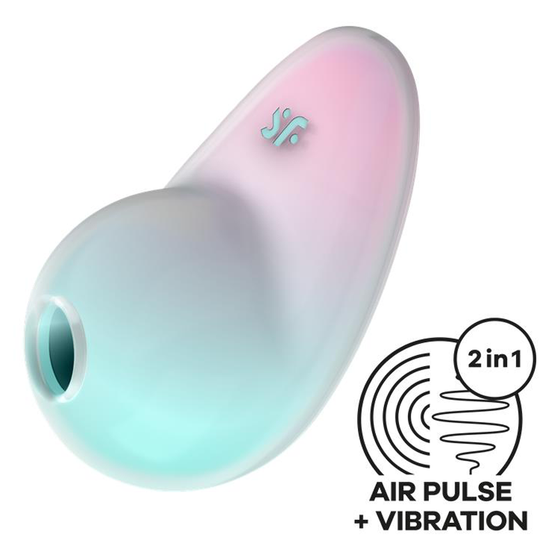 Mint and pink vibrator with air pulse and vibration technology.