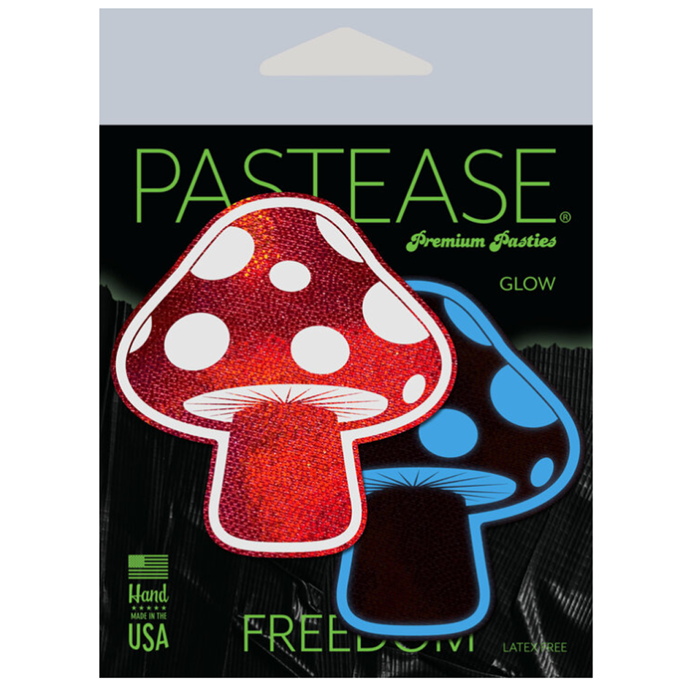 Red and white glow-in-the-dark mushroom pasties.