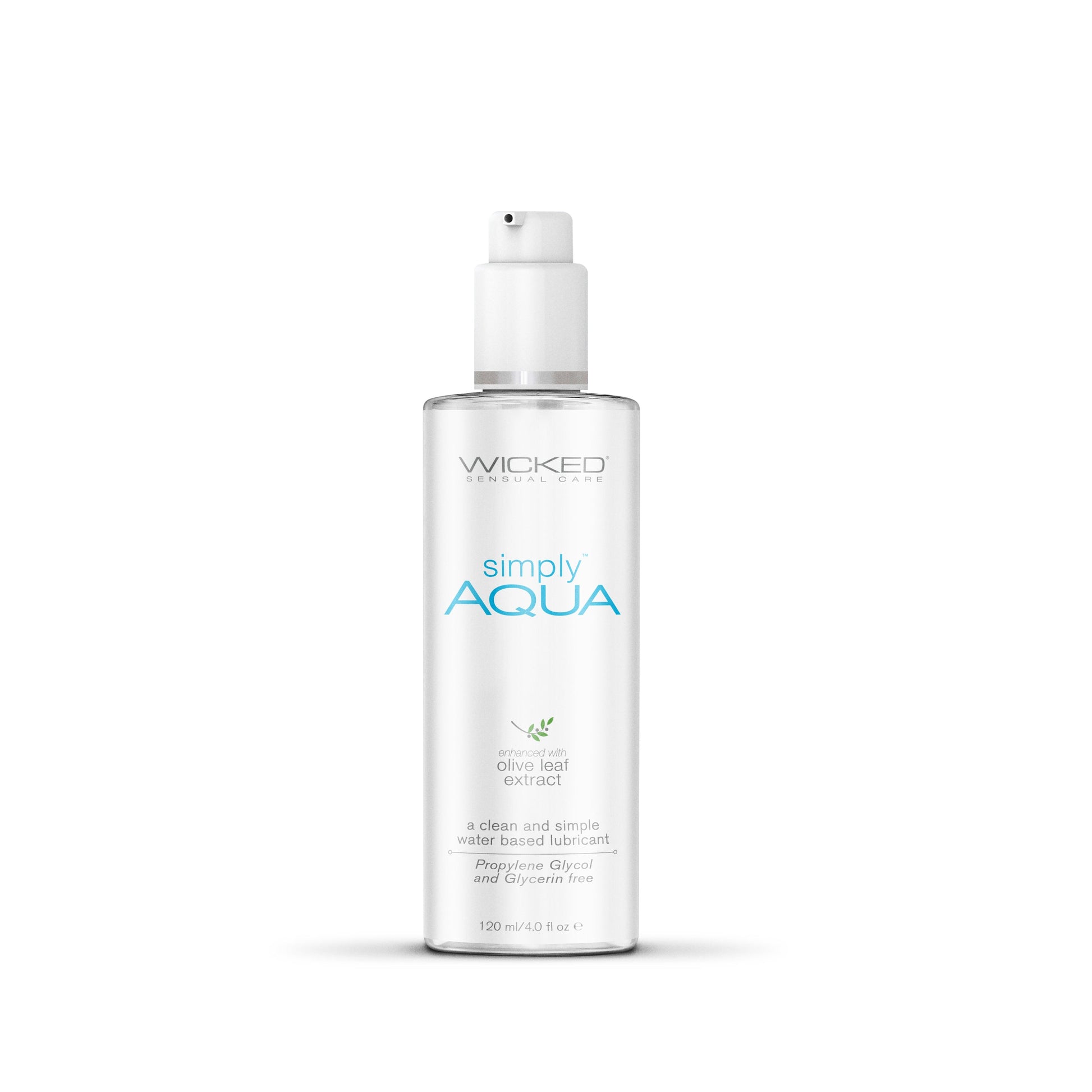 Simply Aqua water-based lubricant with olive leaf extract.
