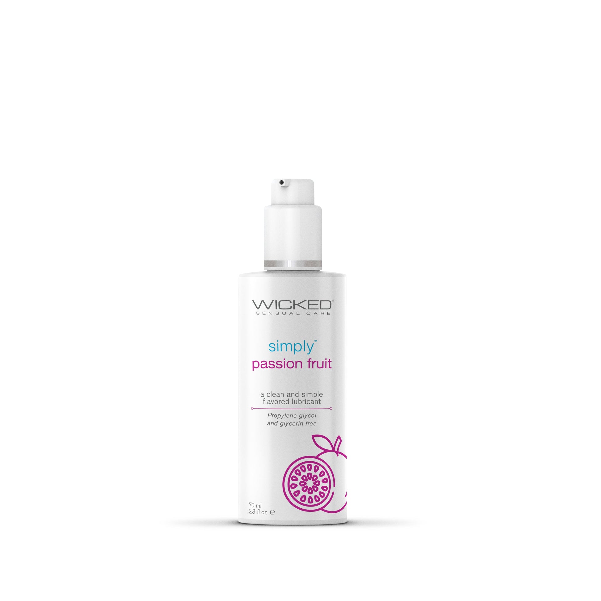 Wicked Sensual Care Simply Passion Fruit flavored water-based lubricant.