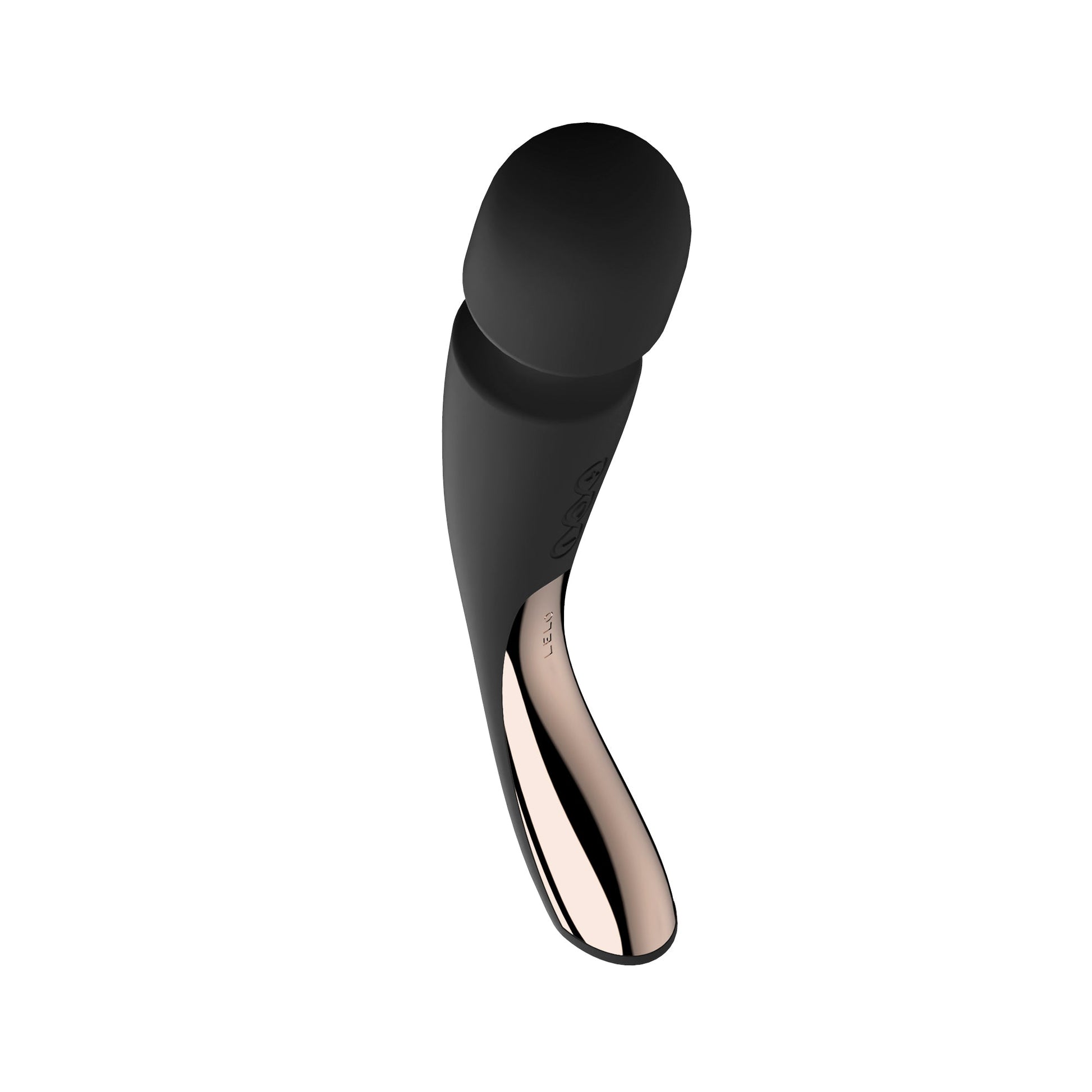 A black Lelo Smart Wand 2 massager with a rose gold handle.