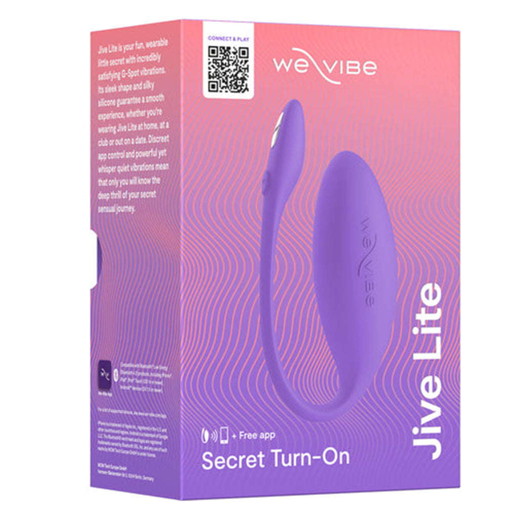 Purple app-controlled wearable G-spot vibrator with wavy pink background.