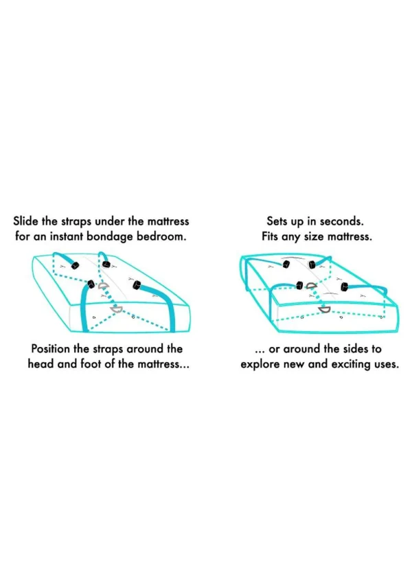 Under bed bondage restraint kit with adjustable straps.