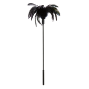 Black feather tickler wand with rooster feathers