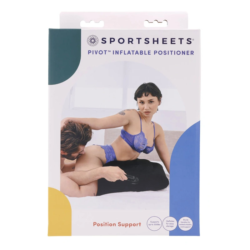 Sportsheets Pivot inflatable positioner with velvet non-slip support wedge.