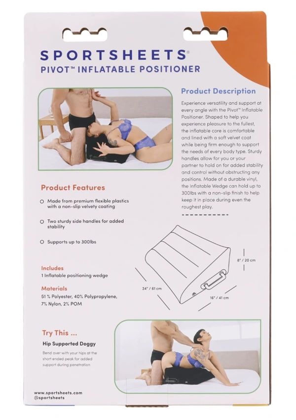 Sportsheets Pivot inflatable positioner with velvet non-slip coating.
