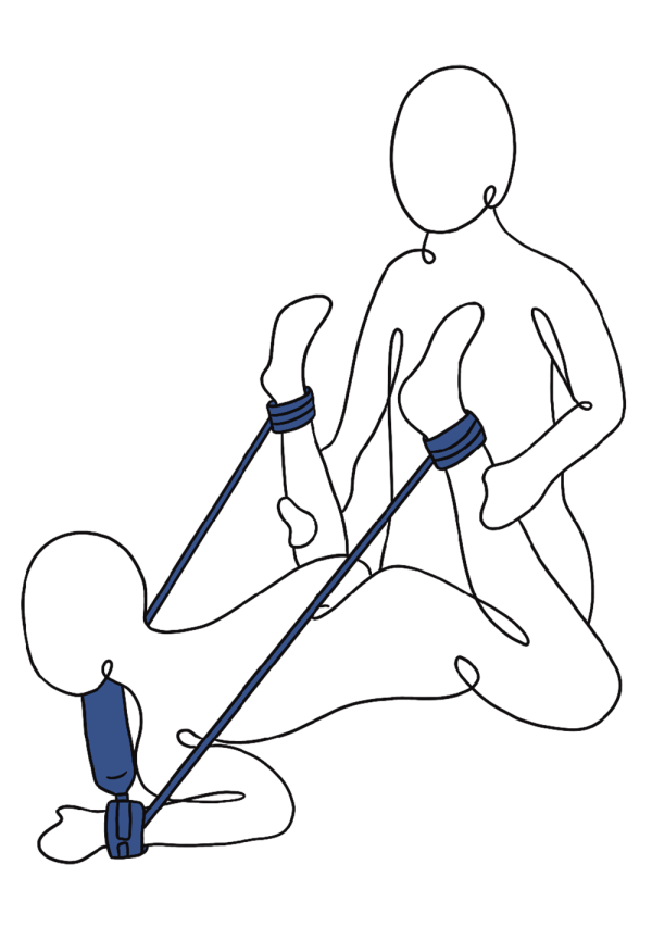Kit with adjustable tethers and cuffs for intimate play.
