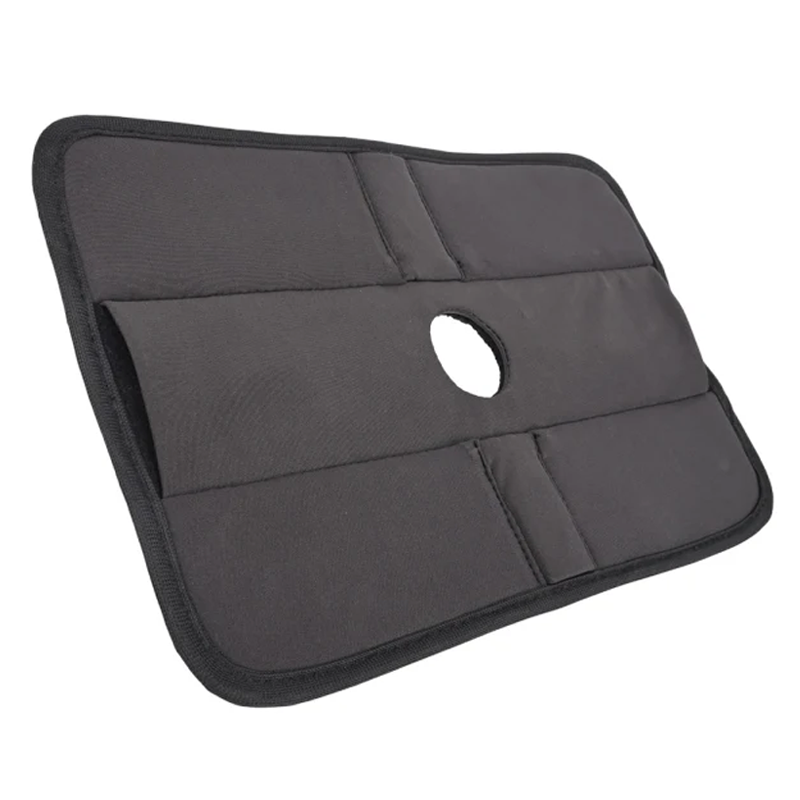Black padded play-pad with a central hole and side pocket.