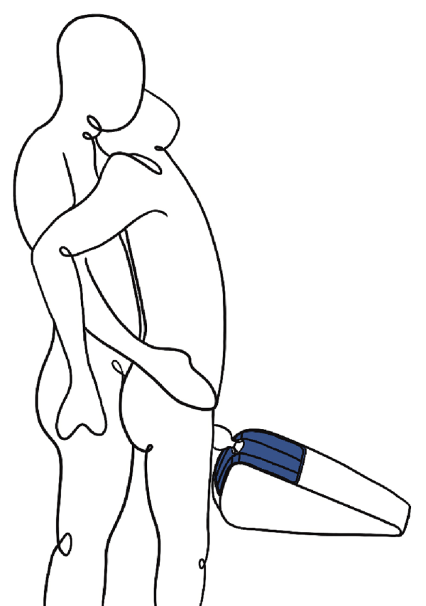 A black and blue toy attachment for vibrators.