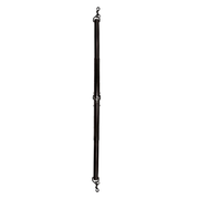 Adjustable black aluminum spreader bar with clips on each end.