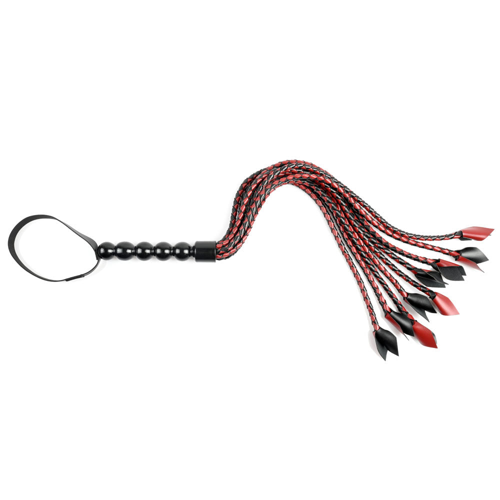 Saffron Braided Flogger with vegan leather strands and a comfort grip handle.