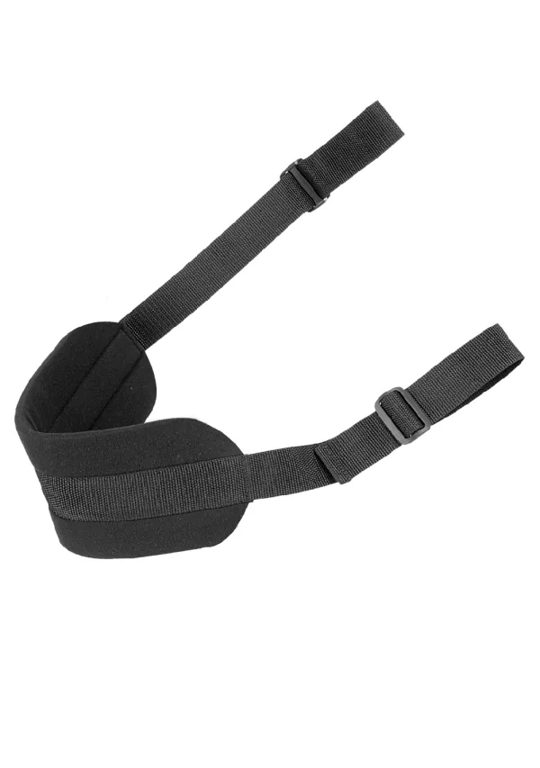 Black padded positioning strap with adjustable buckles.