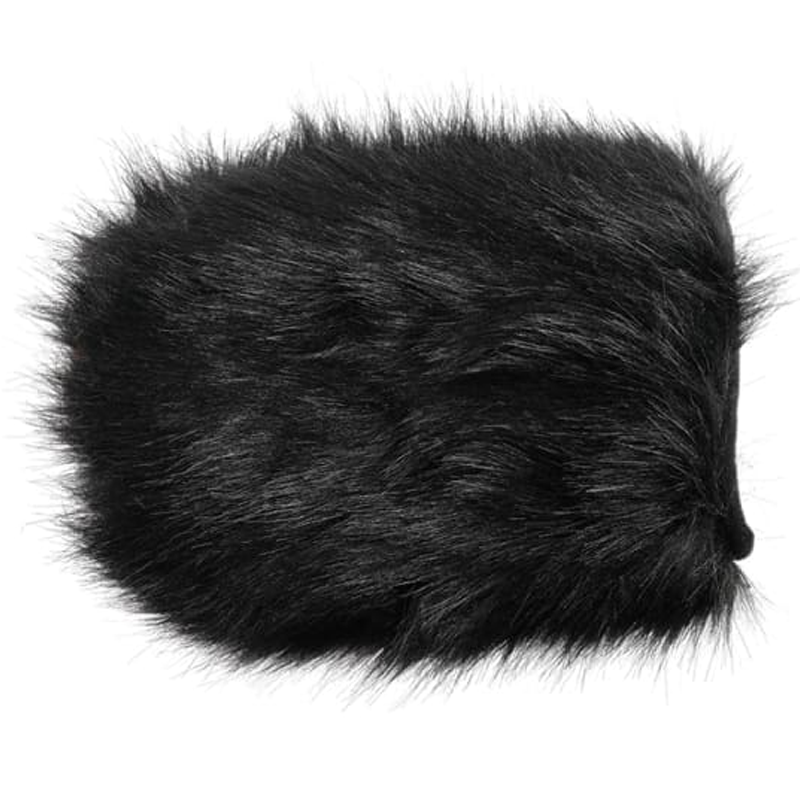 Black faux fur sensory mitt with hidden spikes.