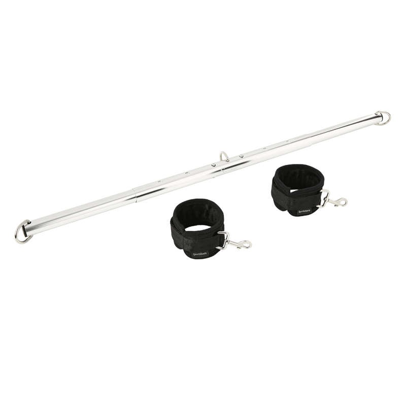 Expandable spreader bar with two black neoprene cuffs.