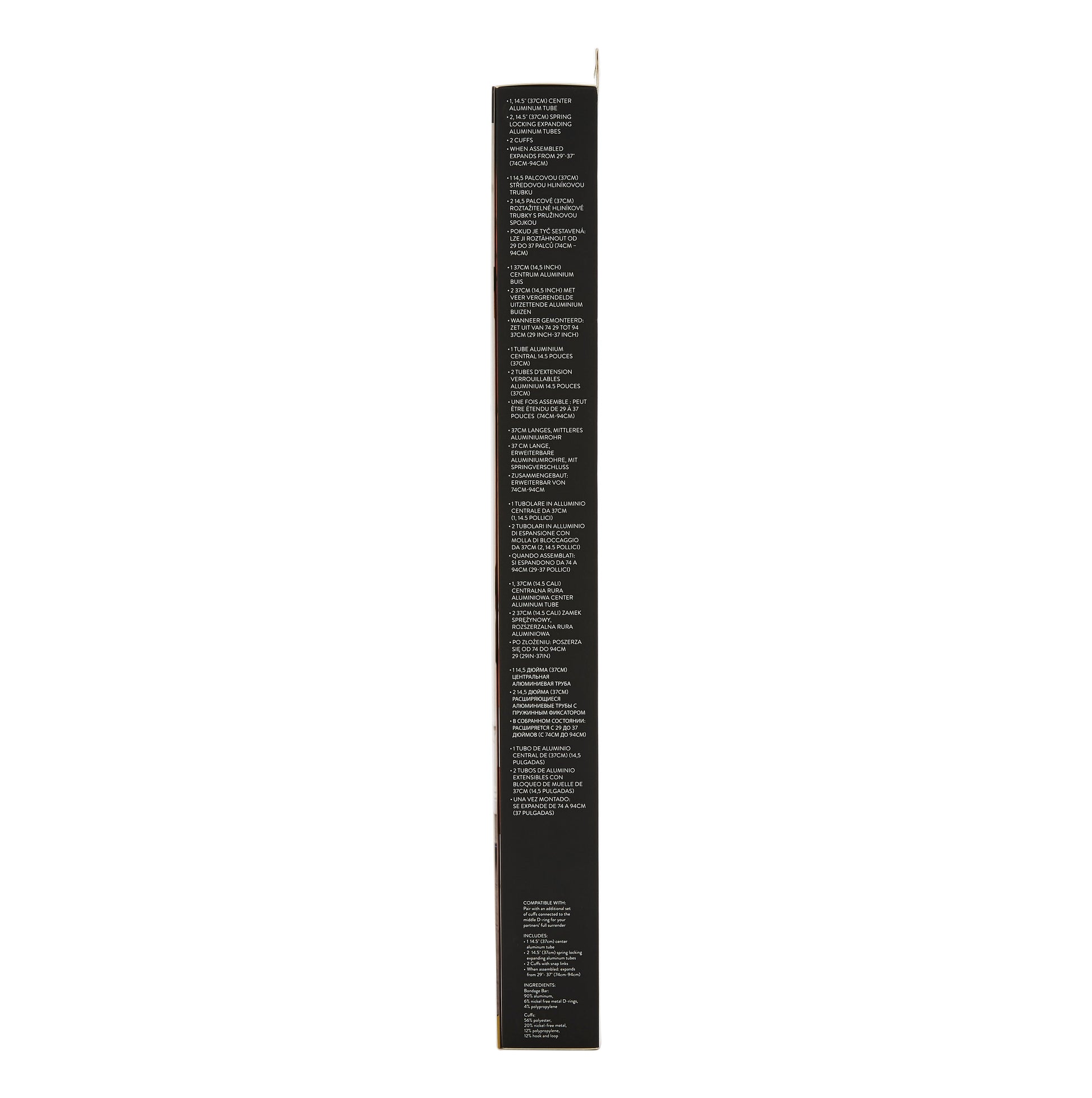Expandable spreader bar with neoprene cuffs and snap links.