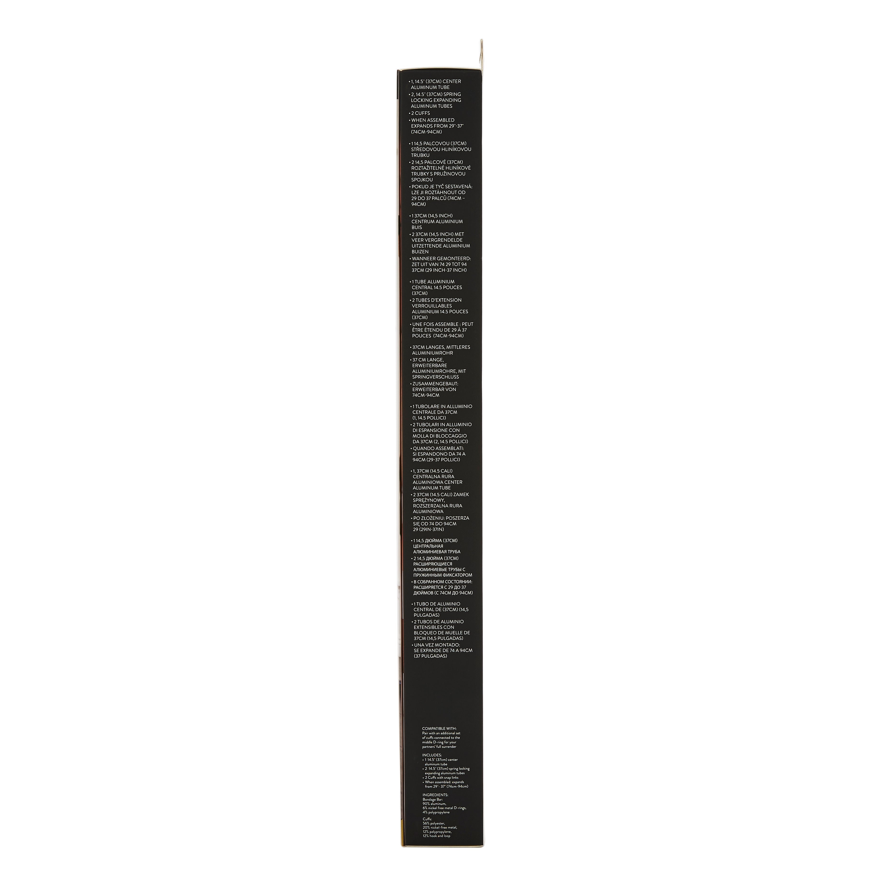 Expandable spreader bar with neoprene cuffs and snap links.