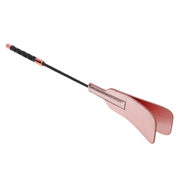Rose gold and black vegan leather crop with a split tip.