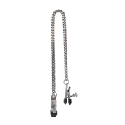 Adjustable broad tip nipple clamps with a jewel chain.