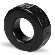 Black Sprocket Stretchy FLEXtpr cock ring with embossed letters.