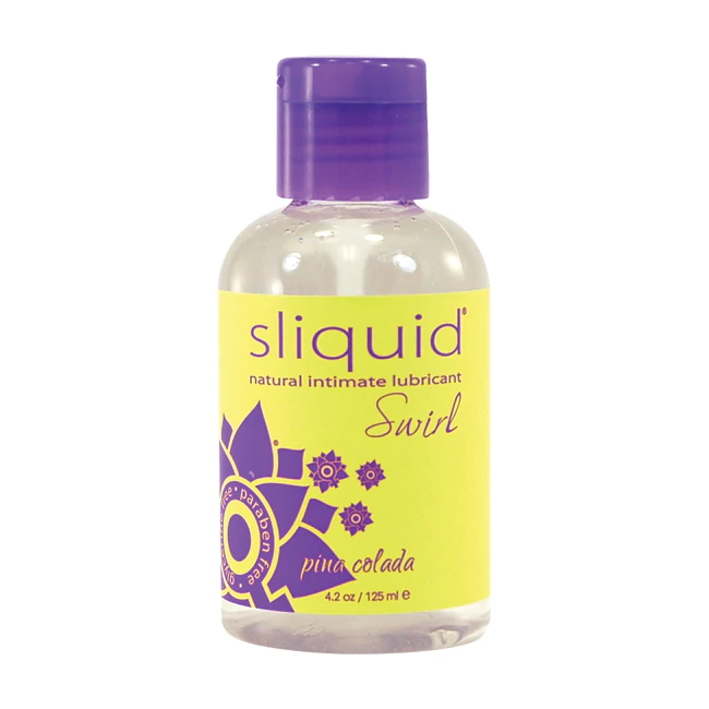 Sliquid Naturals Pina Colada flavored water-based lubricant in a 4.2 oz bottle.