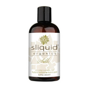 Sliquid Organics Silk hybrid intimate lubricant in an 8.5 oz bottle.