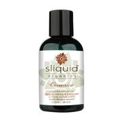 Sliquid Organics Oceanics natural intimate lubricant in a dark green bottle.