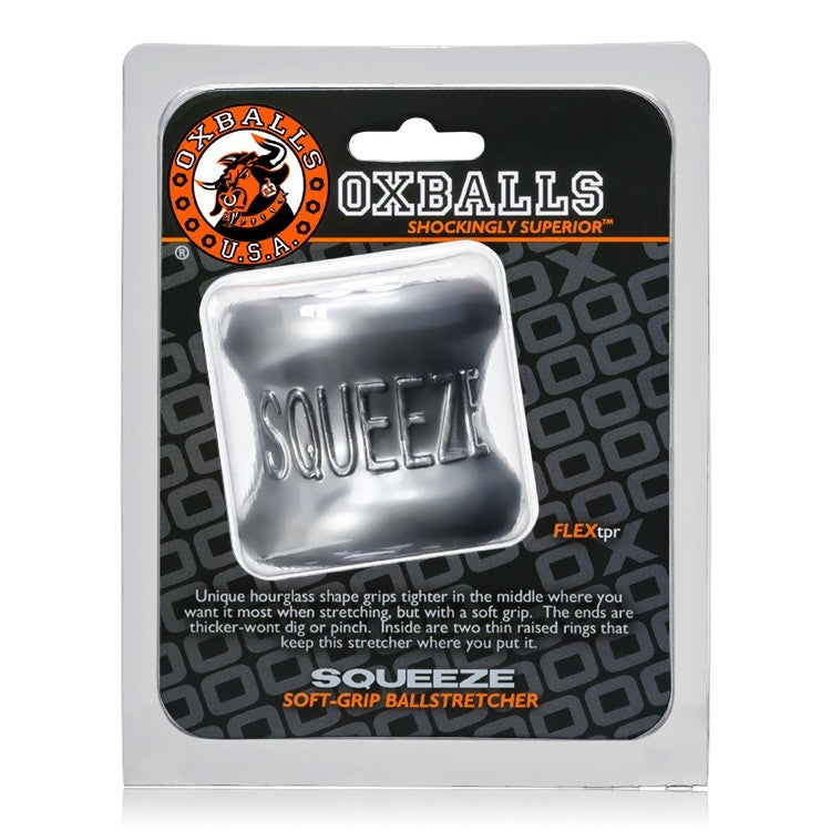 Steel grey Oxballs Squeeze Soft FLEXtpr ball stretcher in packaging.