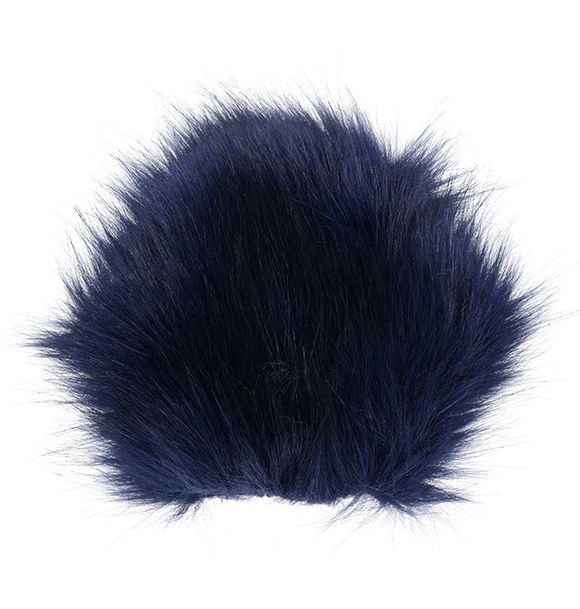 Navy faux fur glove with gold spikes.