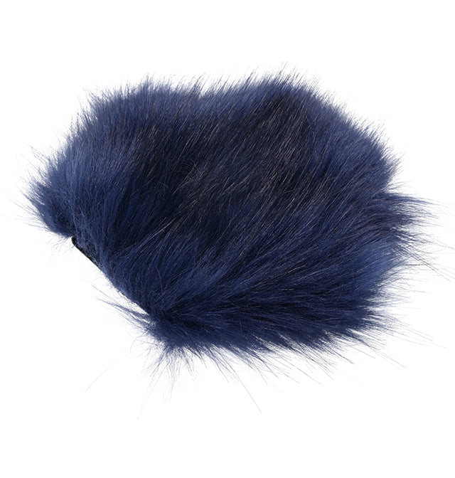 Navy faux fur glove with gold spikes.