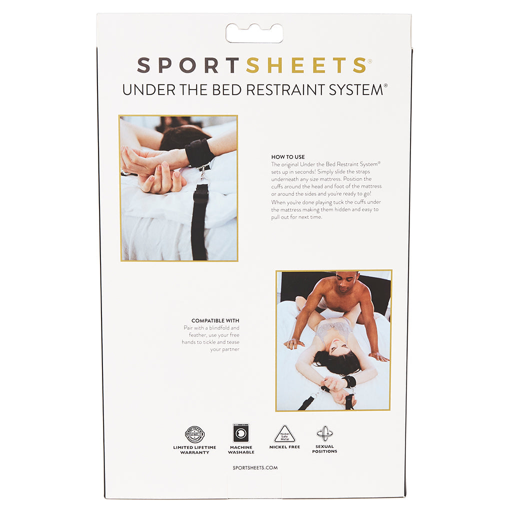 Sportsheets Under the Bed Restraint System with four adjustable cuffs.
